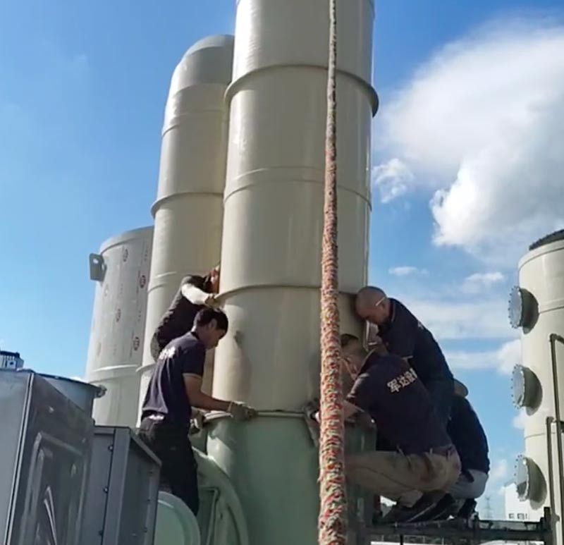 Installation av avgastorn för Junda galvaniseringsproduktionslinje